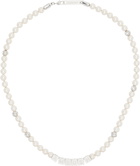 AMBUSH White & Silver Pearl Letterblock Necklace