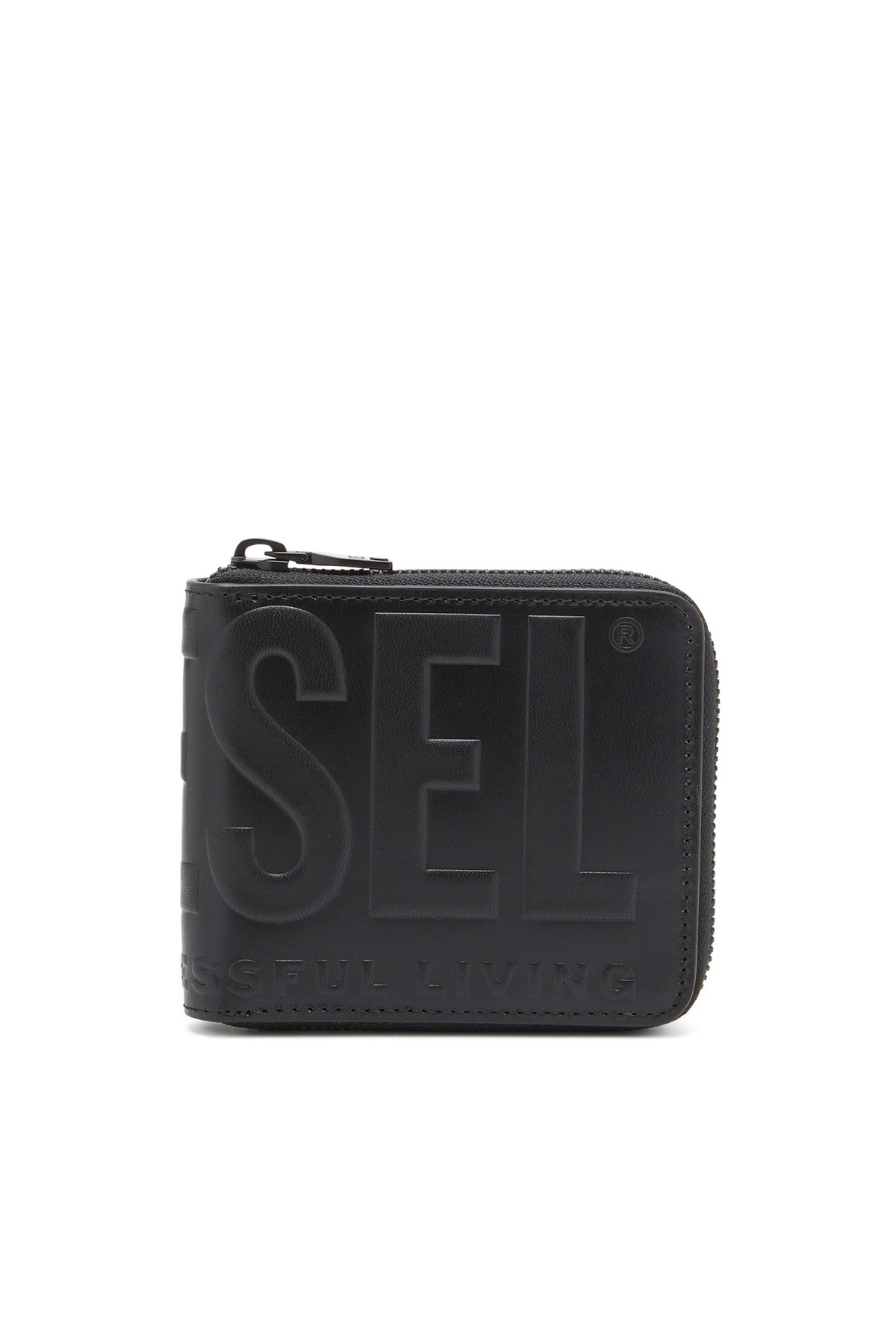 Diesel Leather zip wallet with embossed logo - Small Wallets Mens in Black