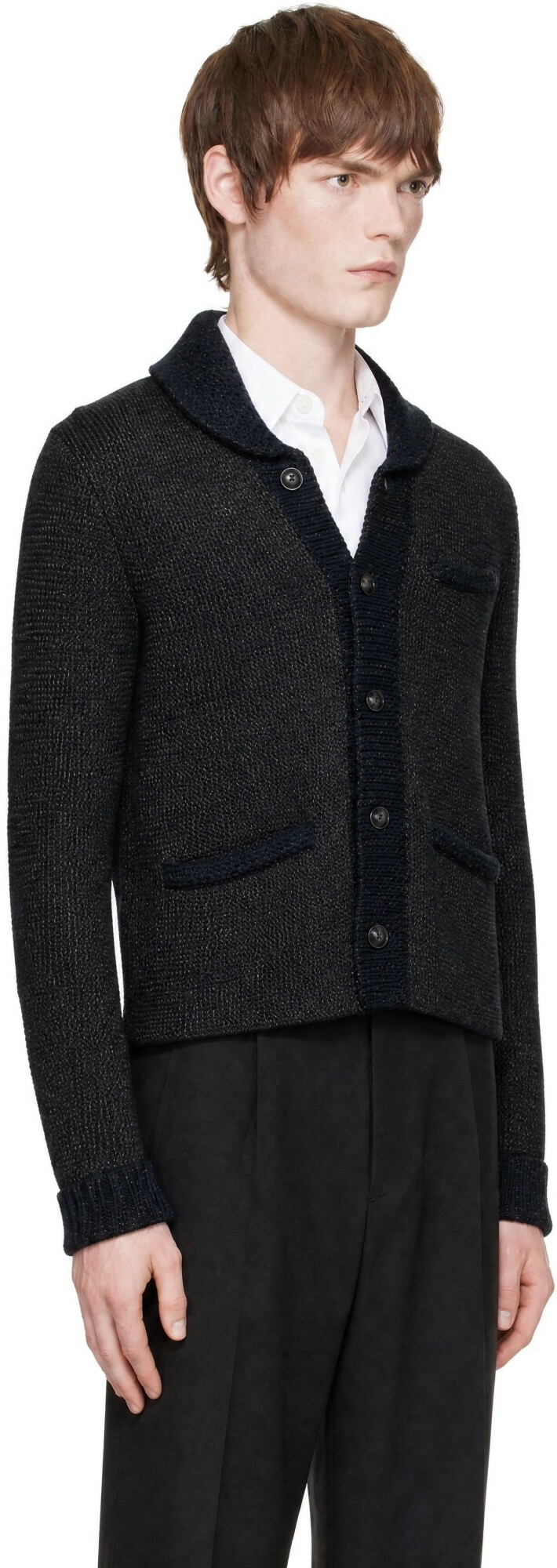 RRL Navy Wool Shawl Cardigan