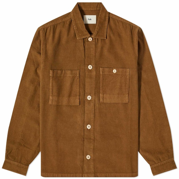 Photo: Folk Men's Microcheck Cord Shirt END EXCLUSIVE in Brown