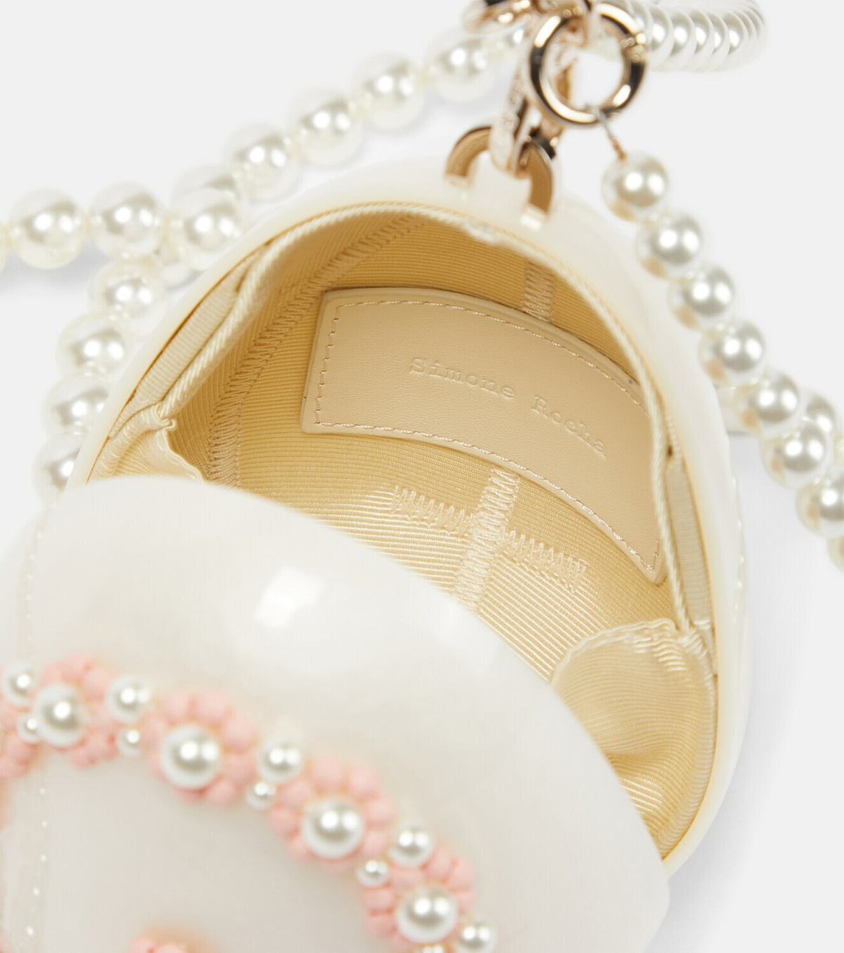 Micro Egg pearl-embellished clutch in white - Simone Rocha