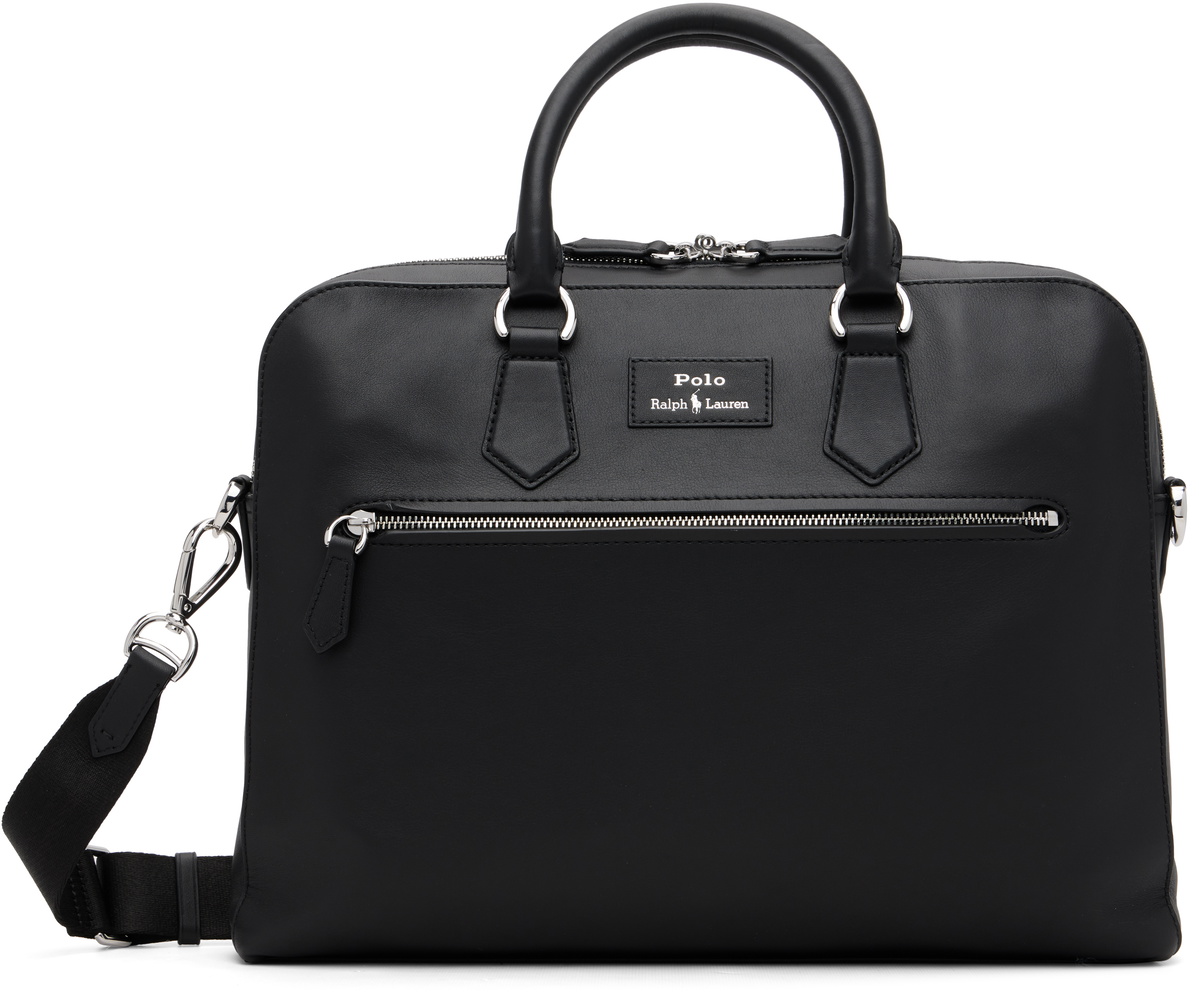 Polo Ralph Lauren Black Smooth Leather Commuter Briefcase
