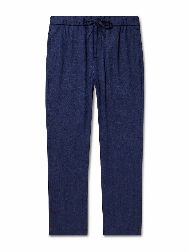 Photo: Frescobol Carioca - Straight-Leg Linen and Cotton-Blend Drawstring Trousers - Blue