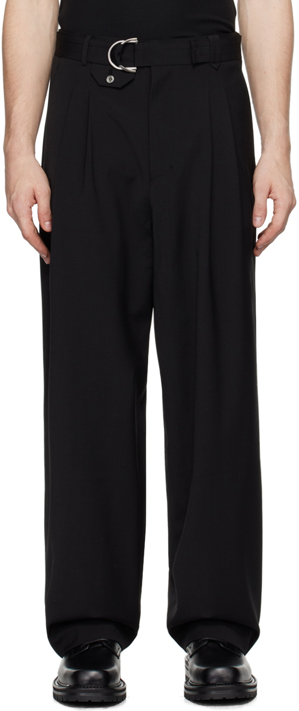 CMMAWEAR Black Belted Two-Pleat Trousers