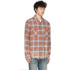 Amiri Brown Plaid Splatter Shirt