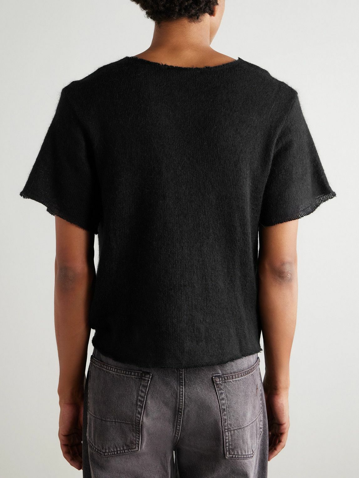 424 - Cropped Alpaca-Blend T-Shirt - Black