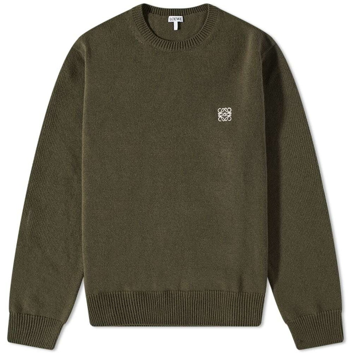 Photo: Loewe Men's Anagram Crew Knit in Khaki/White