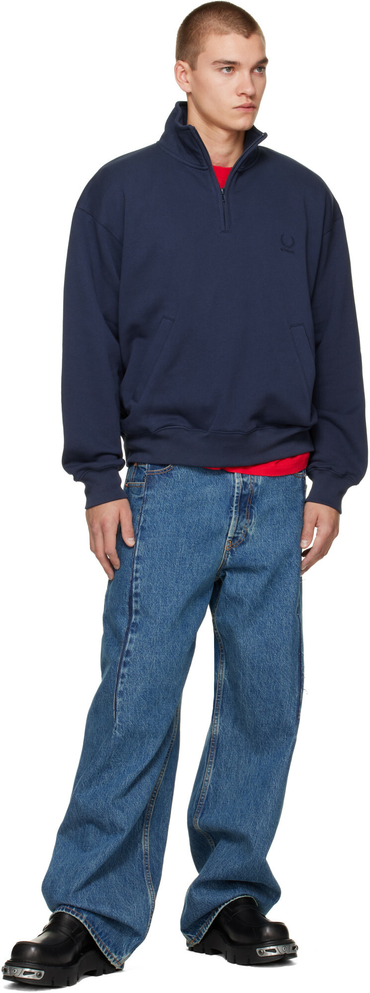 VETEMENTS Navy Quarter-Zip Sweatshirt