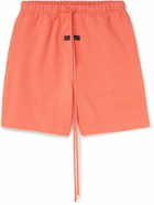 FEAR OF GOD ESSENTIALS - Wide-Leg Logo-Appliquéd Cotton-Blend Jersey Shorts - Orange