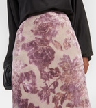 Dries Van Noten Leather-trimmed velvet pencil skirt