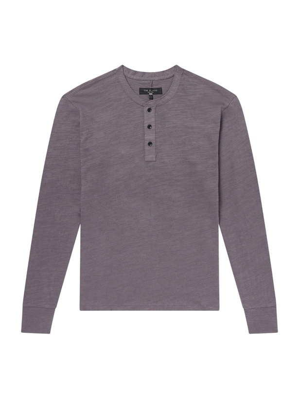 Photo: Rag & Bone - Cotton-Jersey Henley T-Shirt - Gray