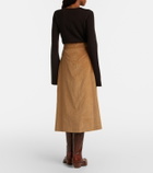 Gabriela Hearst Wesley pleated cotton corduroy midi skirt