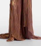 Marmar Halim Caped pleated bustier gown