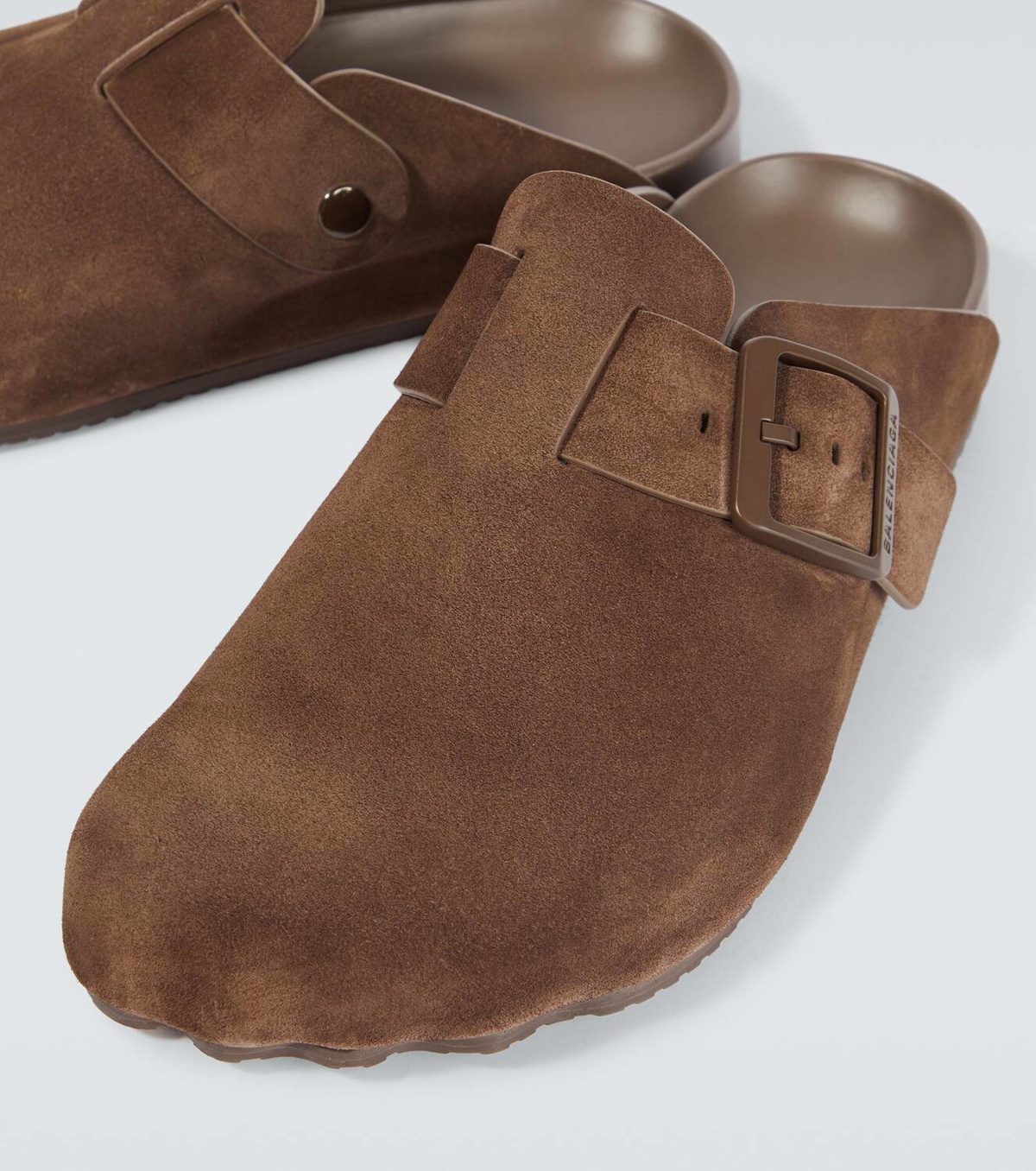 BALENCIAGA 25S MULES IN GRAY WOOL WITH LOGO