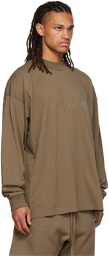 Essentials Brown Flocked Long Sleeve T-Shirt