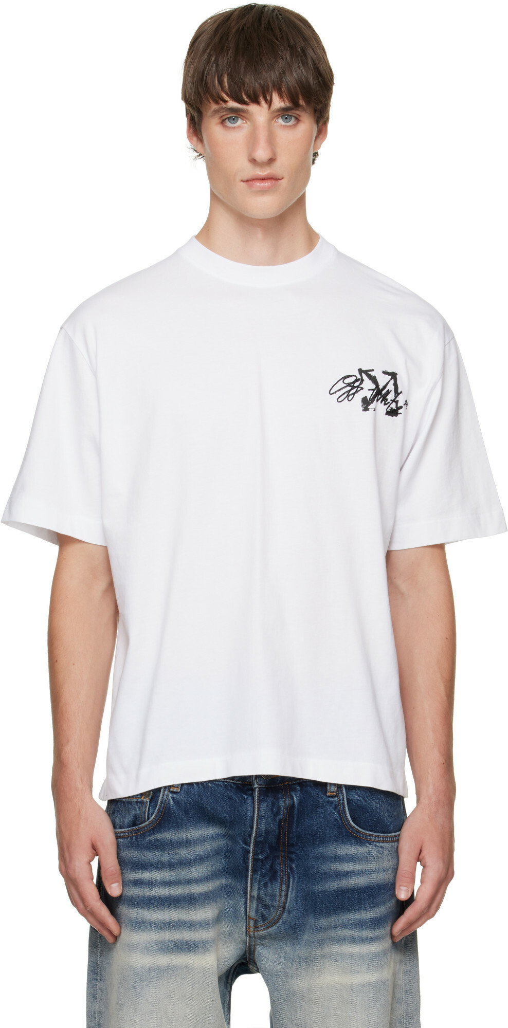 Off-White Green Caravaggio Square Over T-Shirt Off-White