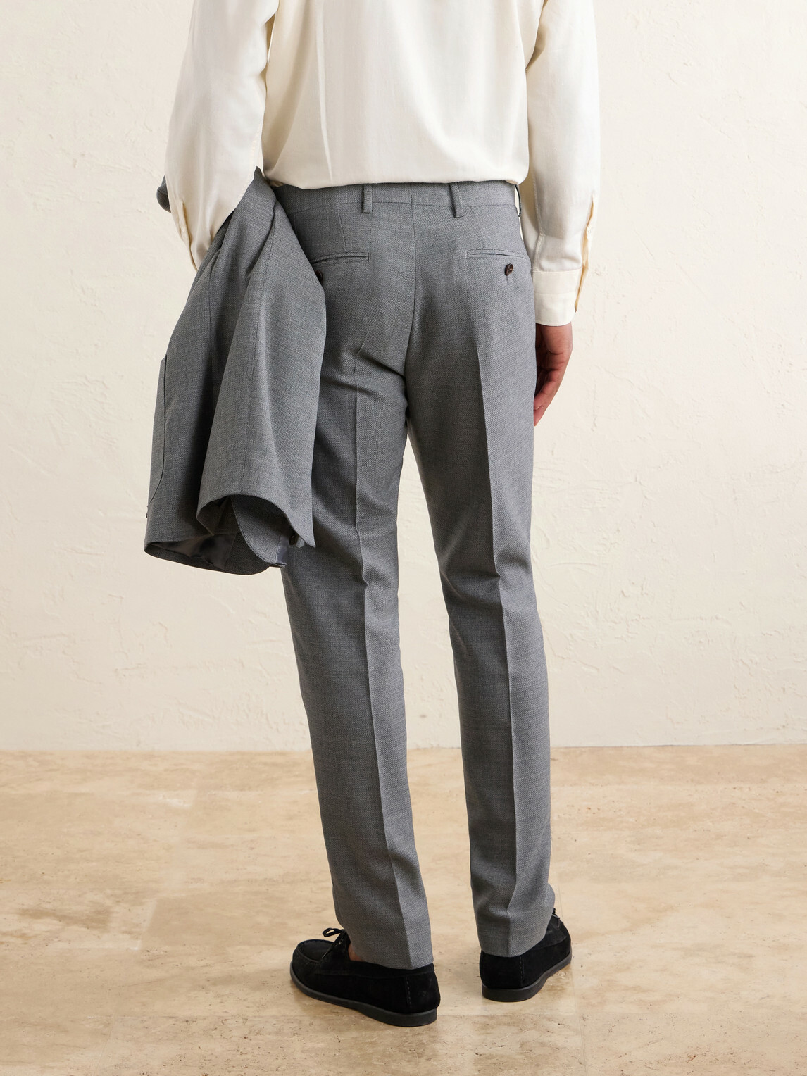 Mr P. - Slim-Fit Wool-Hopsack Suit Trousers - Gray