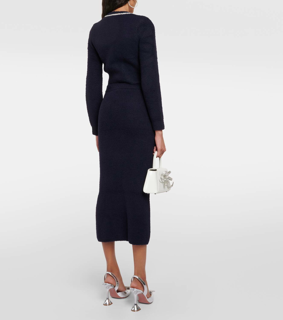 Self-Portrait Navy Shell Embellished Cardigan