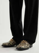 GUCCI - Logo-Embellished Croc-Effect Leather Loafers - Neutrals