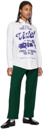 Late Checkout White Printed Shirt