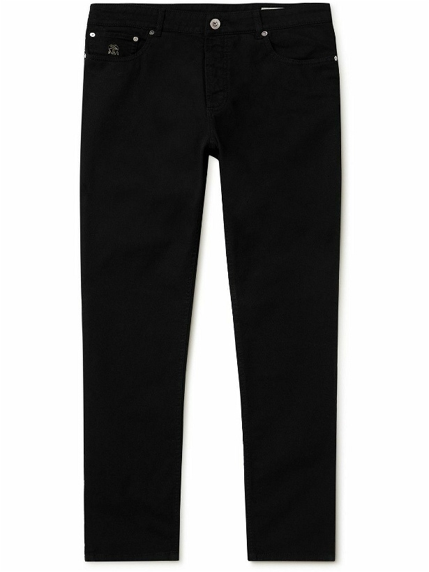 Photo: Brunello Cucinelli - Slim-Fit Straight-Leg Logo-Embroidered Jeans - Black