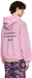 Acne Studios Pink Printed Logo Hoodie