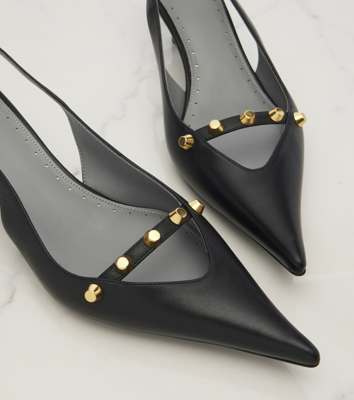 Balenciaga Studded leather slingback pumps