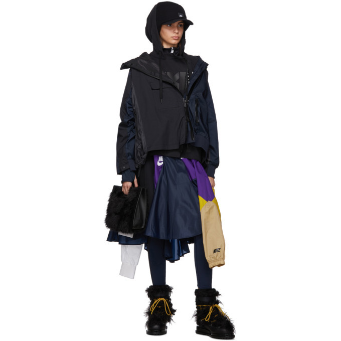 sacai - Sacai Edition ネイビーブラックNrg Ni-02 アノラック Nike Black and Navy Sacai Edition NRG Half-Zip Running Jacket Nike