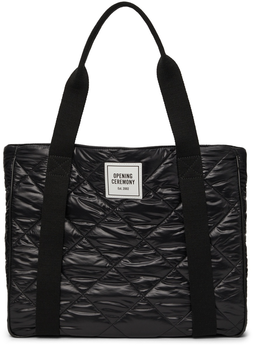 Photo: Opening Ceremony Black Quilted Box Logo Tote Bag