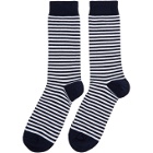 Sunspel White and Navy Stripe Socks