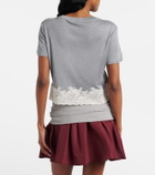 Miu Miu Lace-trimmed silk jersey crop top