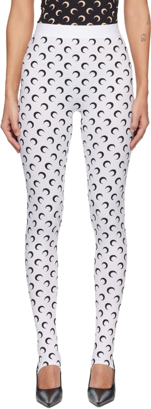 Photo: Marine Serre White Recycled Moon Jersey Stirrup Leggings