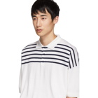 Loewe White and Blue Wool Striped Polo