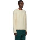 Jil Sander Off-White Silk and Wool V-Neck Sweater