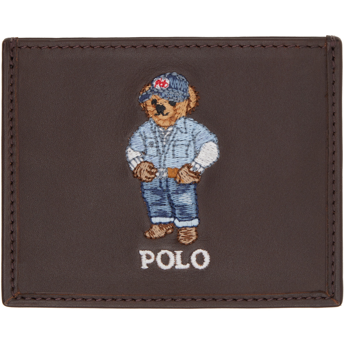 Polo Ralph Lauren Brown Polo Bear Leather Card Holder