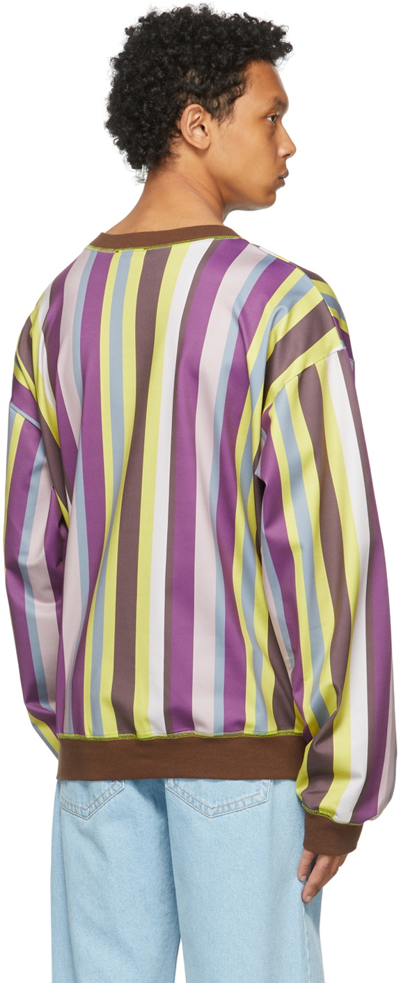 Phlemuns Green Striped Oversized Logo Sweatshirt