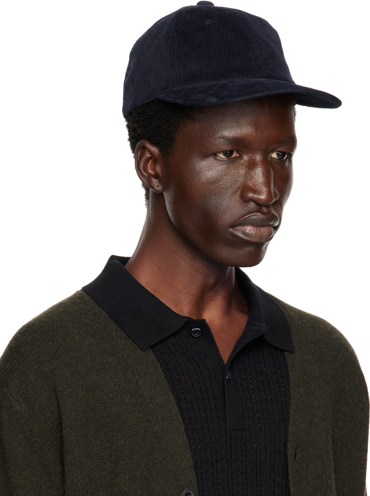 BEAMS PLUS Navy 6 Panel Regimental Strap Corduroy Cap Beams Plus
