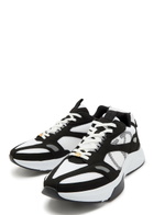 Valentino Garavani Demivee Panelled Mesh and Suede Sneakers Black And White