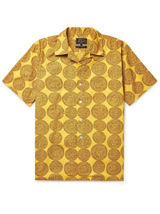 Photo: BEAMS PLUS - Camp-Collar Printed Cotton-Dobby Shirt - Yellow