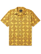 BEAMS PLUS - Camp-Collar Printed Cotton-Dobby Shirt - Yellow