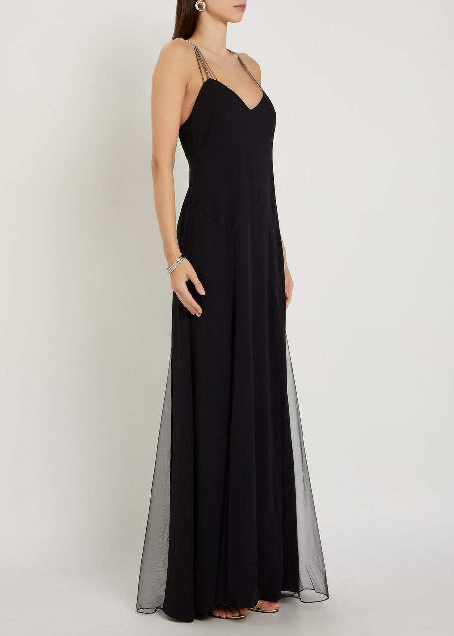 Anna October Ariadne Embellished Stretch-crepe Maxi Dress Black