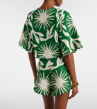 Cala de la Cruz Iris beaded printed linen crop top