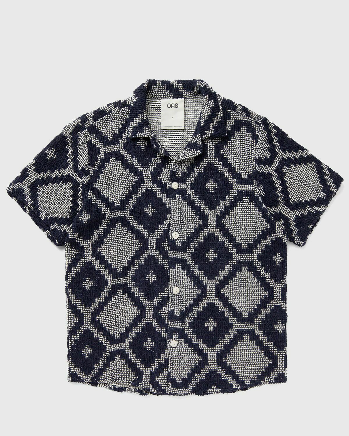 OAS Trastevere Cuba Crochet Shirt Brown Mens Shortsleefe