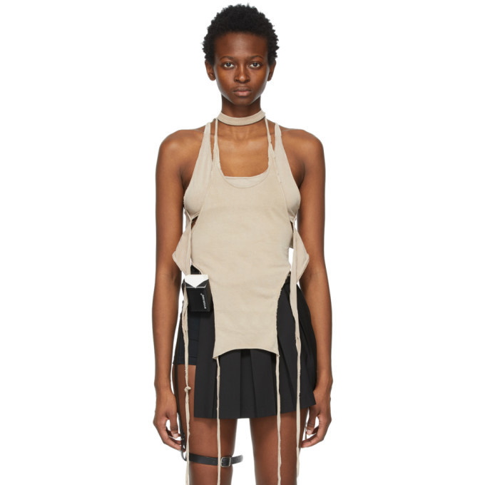 Hyein Seo SSENSE Exclusive Beige Slash Tank Top Hyein Seo