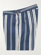 Orlebar Brown - Bulldog Mid-Length Striped Cotton-Blend Swim Shorts - Blue