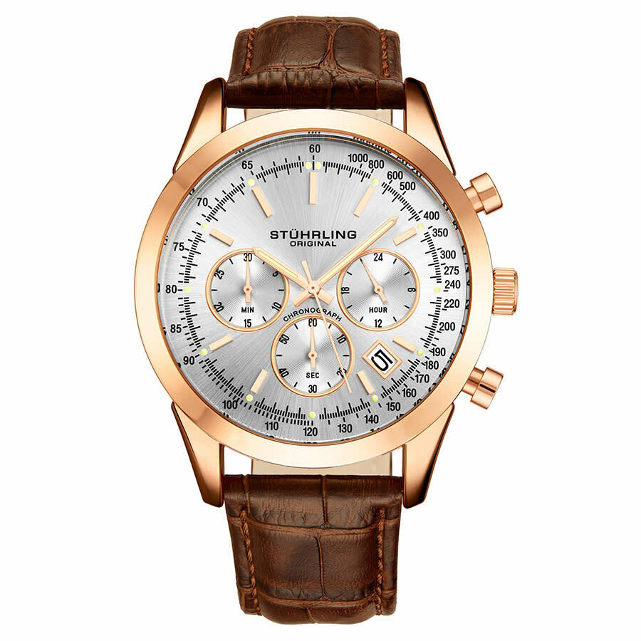 Stuhrling Original Monaco Quartz Silver Dial Mens Watch M13654
