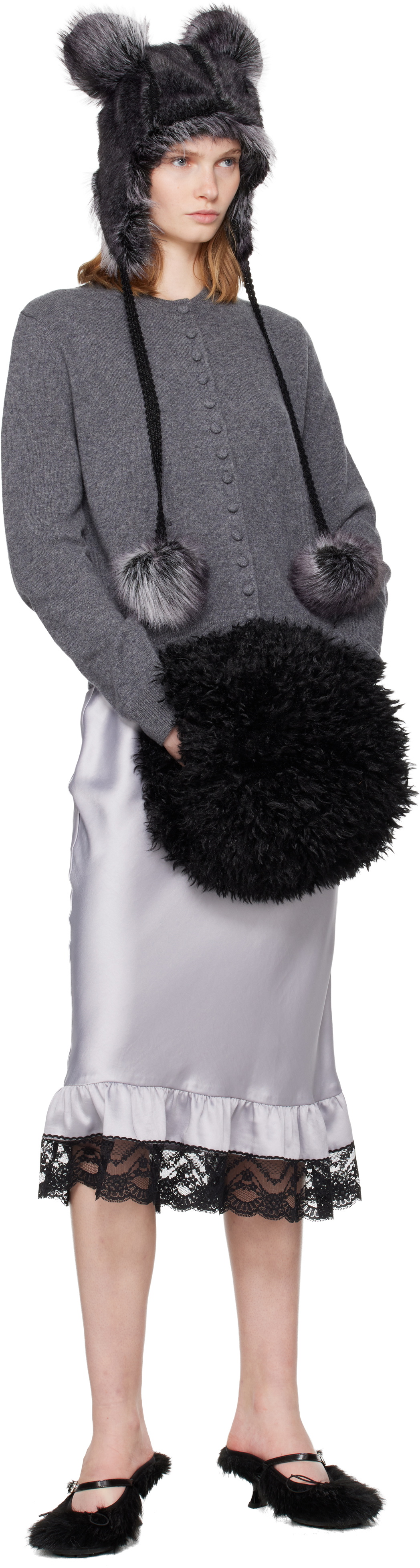 Anna Sui SSENSE Exclusive Black Faux-Fur Muff Hand Warmer