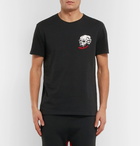 Alexander McQueen - Logo-Embroidered Printed Cotton-Jersey T-Shirt - Men - Black