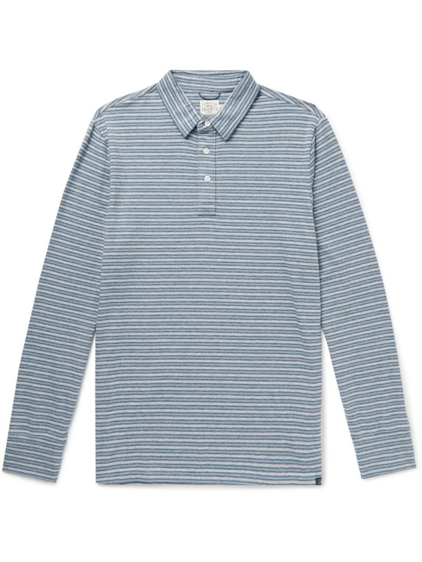 Photo: Faherty - Movement Striped Stretch Cotton and Modal-Blend Jersey Polo Shirt - Blue