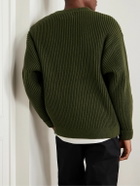 WTAPS - Logo-Appliquéd Ribbed-Knit Sweater - Green